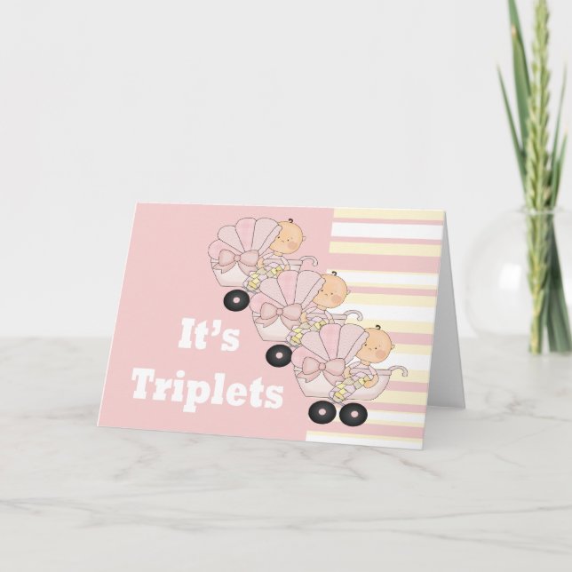 New Baby Triplet Girls Announcement (Front)