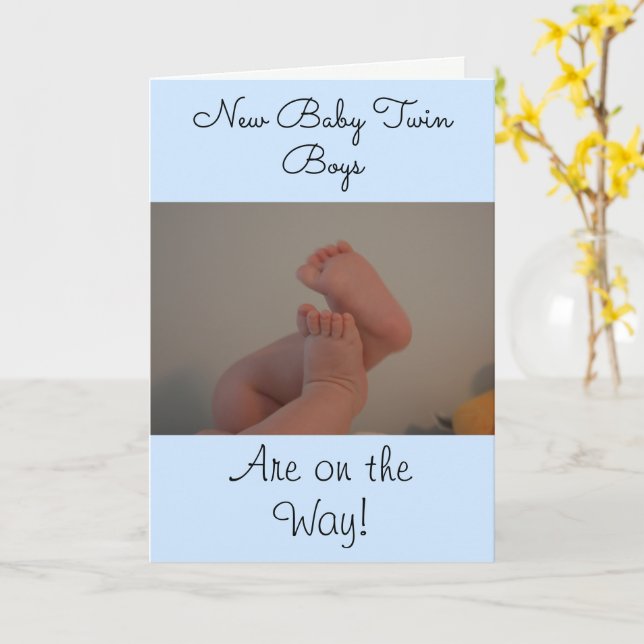 New Baby Twin Boys On The Way PHOTO Card (Yellow Flower)