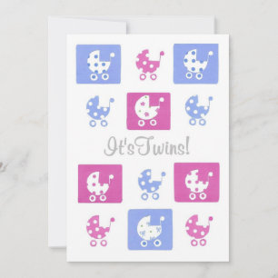 New Baby Twins Announcement Card - customisable