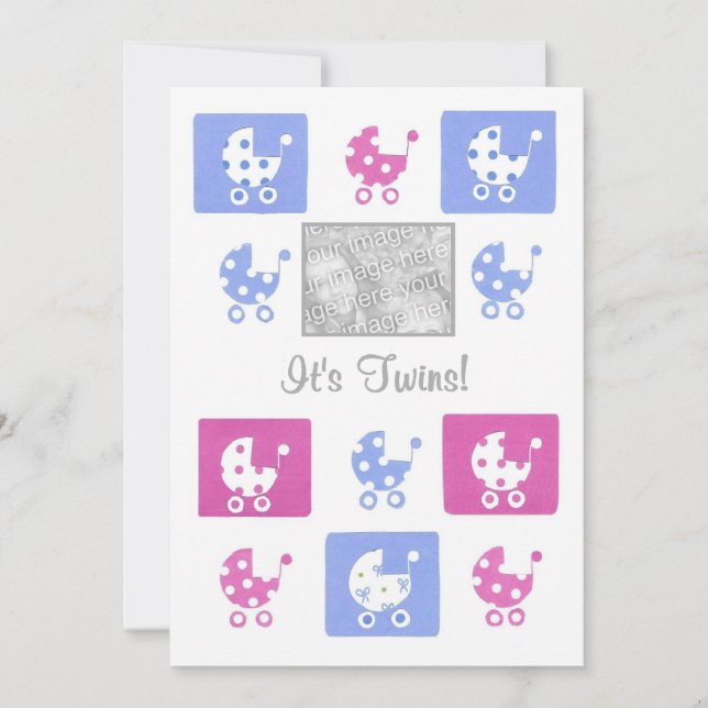 New Baby Twins Announcement Photo Card (Front)