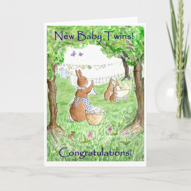 New Baby Twins Congratulations Card (Front)