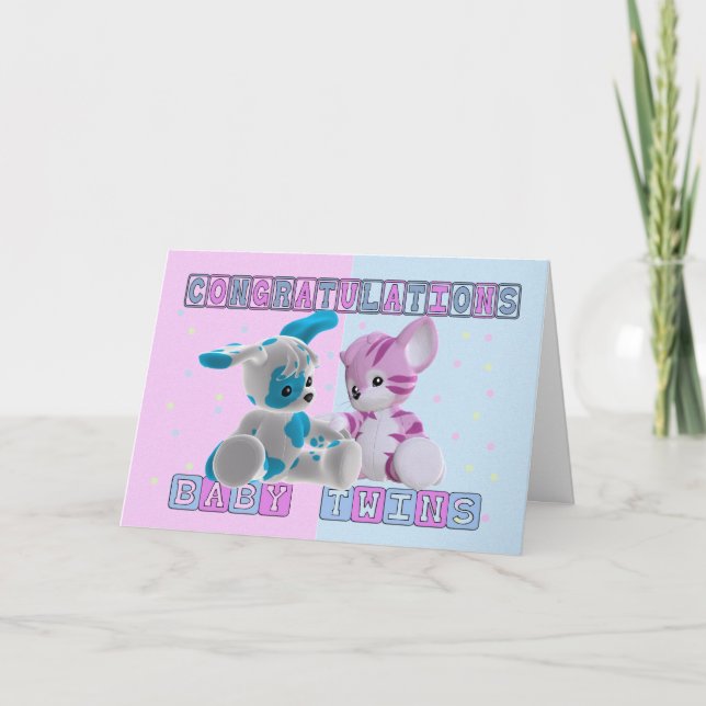 New Baby Twins Congratulations Card (Front)