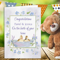 New Baby Twins Ducklings Congratulations Card