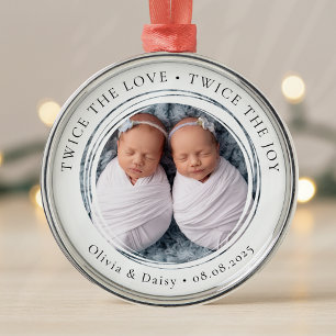 New Baby Twins Photo Keepsake First Christmas Metal Tree Decoration