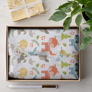 New Baby Typography With Cute Wood Animals Tissue Paper