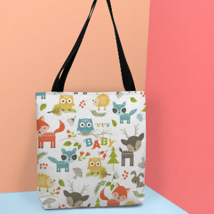 New Baby Typography With Cute Wood Animals Tote Bag
