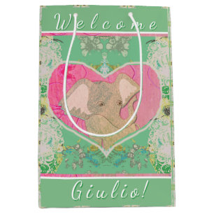 New Baby w/Elephant  Medium Gift Bag