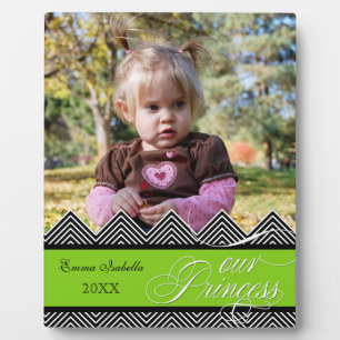 New Baby Zig Zag Chevron Modern Personalised Photo Plaque