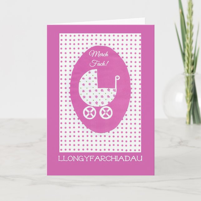New BabyGirl Congratulations: Welsh Greeting Card (Front)