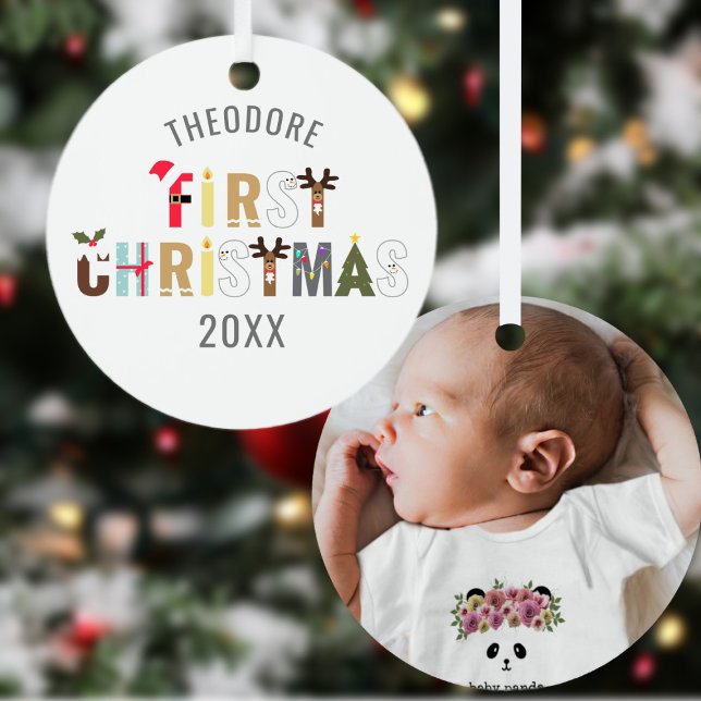 New Baby's 1st Christmas Photo Metal Ornament (Upload your photo to this First Christmas Ornament. Makes a very special keepsake)