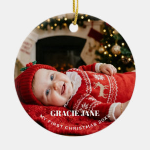 New Baby's First Christmas Photo  Ceramic Tree Decoration