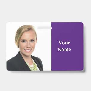 NEW! Badge - Horizontal With Metal Clip Purple ID Badge