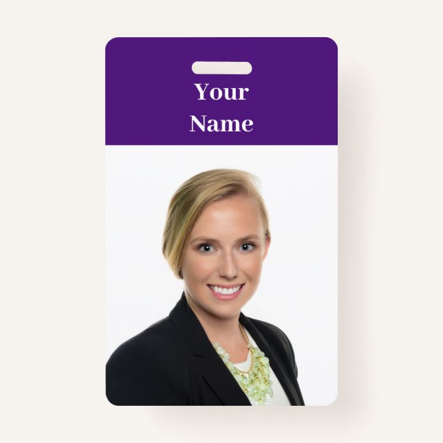 NEW! Badge - Vertical - Custom Purple ID Badge (Back)