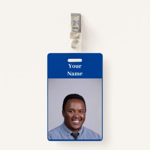 NEW! Badge - Vertical With Metal Clip - Blue ID Badge