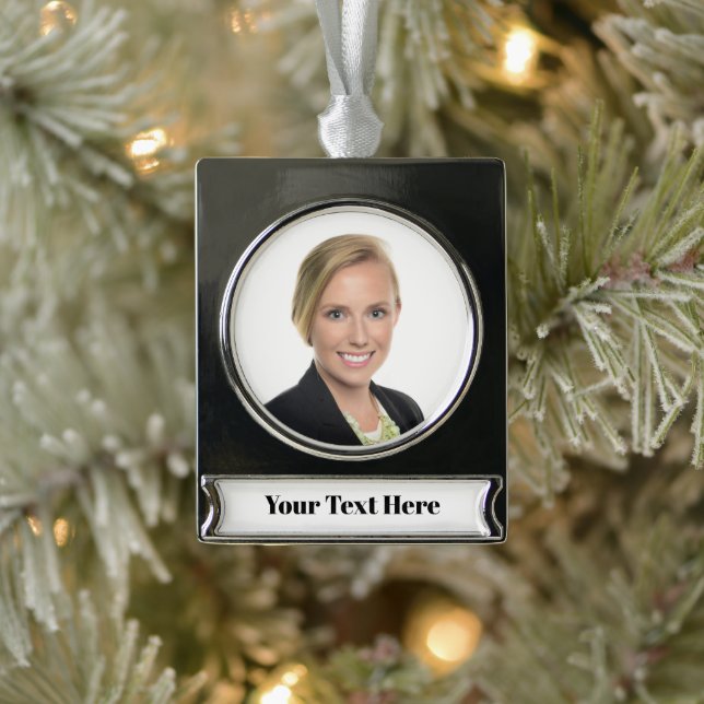 NEW! Banner Ornament - Premium Silver Tone -Custom (Tree)