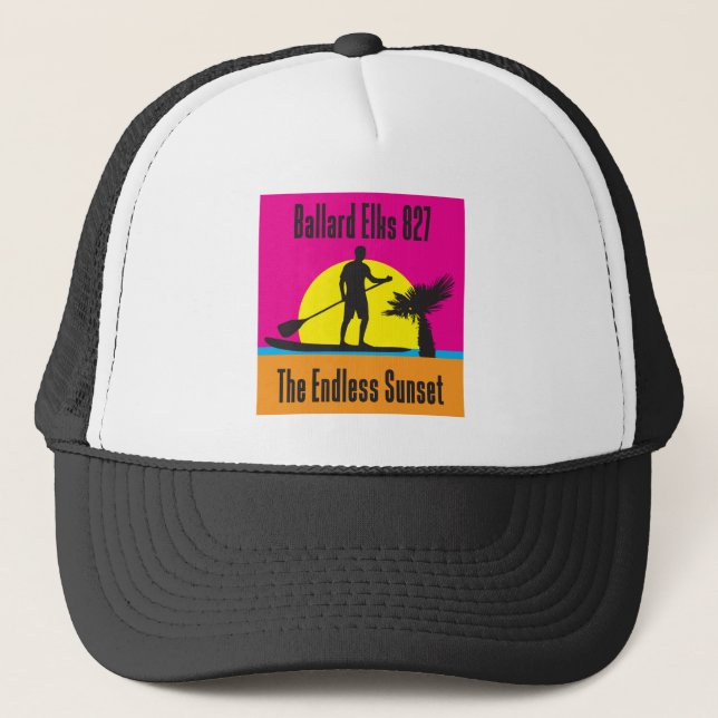 NEW BAR FUNDRAISER Endless Sunset Trucker Hat (Front)