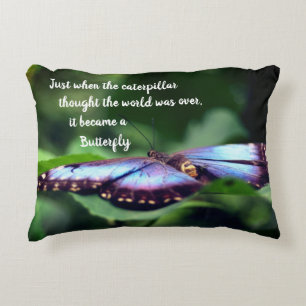 New Beginnings Butterfly Inspirational Quote  Decorative Cushion
