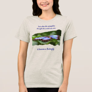 New Beginnings Butterfly Inspirational Quote Tri-Blend Shirt