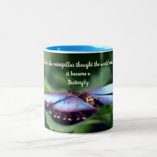 New Beginnings Butterfly Inspirational Quote  Two-Tone Coffee Mug