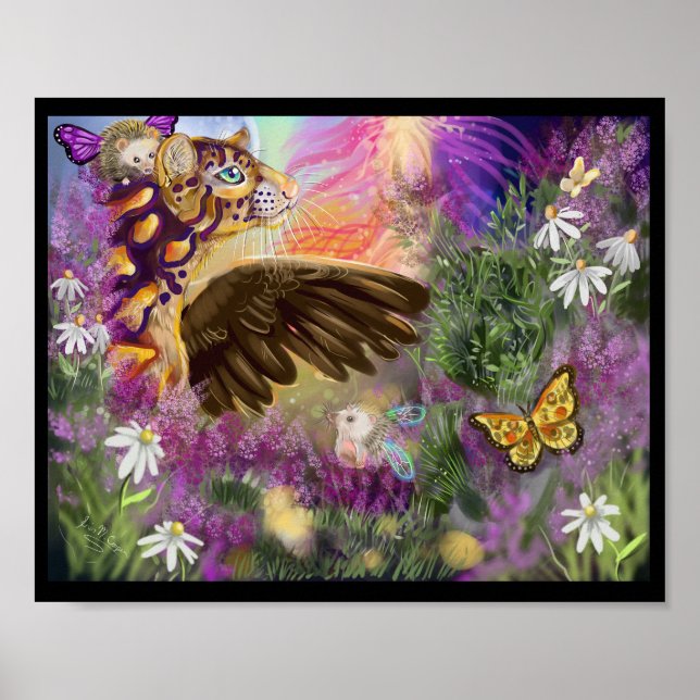 New Beginnings Clouded Leopard Fantasy Art Poster (Front)