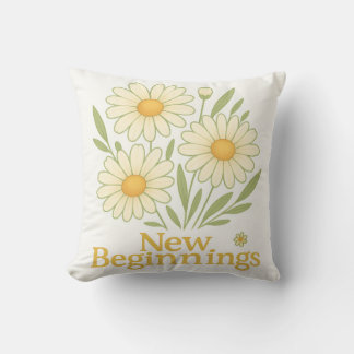 New Beginnings Daisy Floral Throw Pillow