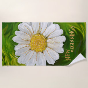 New Beginnings - Daisy flower power Beach Towel