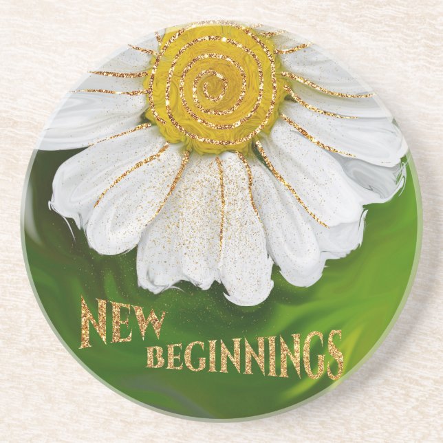 New Beginnings - Daisy flower power Coaster (Front)