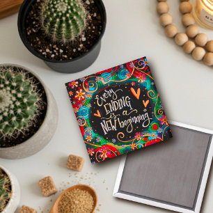 New Beginnings Hearts Flowers Abstract Inspirivity Magnet