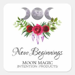 New Beginnings Intention Candle Square Labels