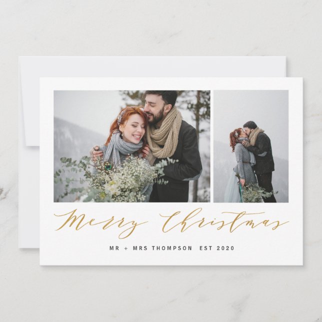 NEW BEGINNINGS MERRY CHRISTMAS GOLD HOLIDAY CARD (Front)