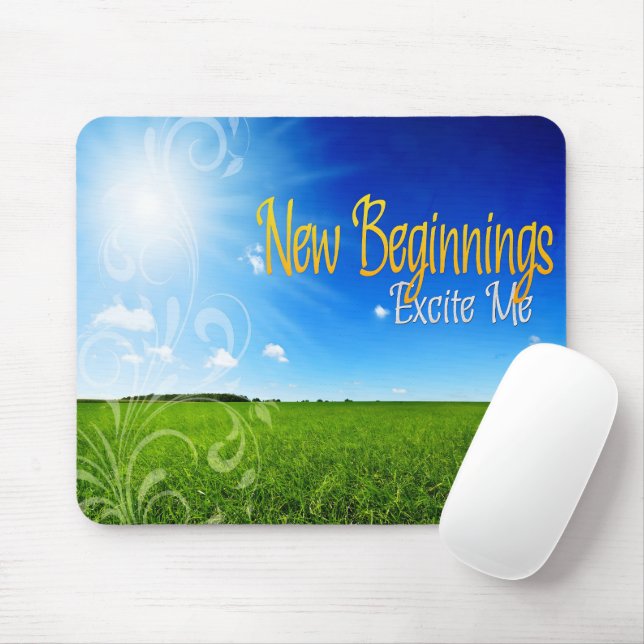"New beginnings" Motivation Affirmation Mouse Mat (With Mouse)