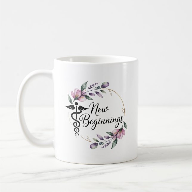 New Beginnings New Nursing Job Personalised Coffee Mug (Left)