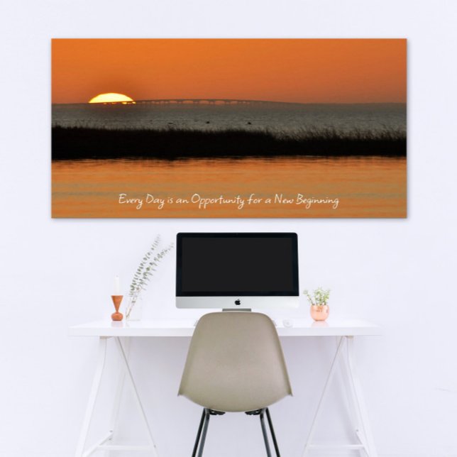 New Beginnings Orange Sunrise Motivational Quote  Poster (Creator Uploaded)