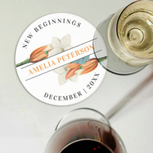 New Beginnings Retro White Lily Floral Retirement Coaster