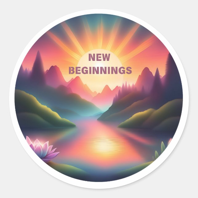 New Beginnings T-Shirt Classic Round Sticker (Front)