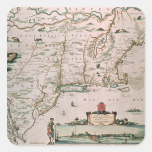 New Belgium, plate from 'Atlas Contractus' c.1671 Square Sticker