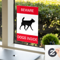 NEW! Beware Dog Inside - Window Cling