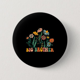 New Big Brother Wildflower First Birthday &amp; Ba 6 Cm Round Badge