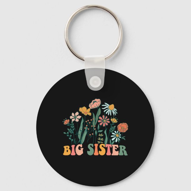 New Big Sister Wildflower First Birthday &amp; Bab Key Ring (Front)