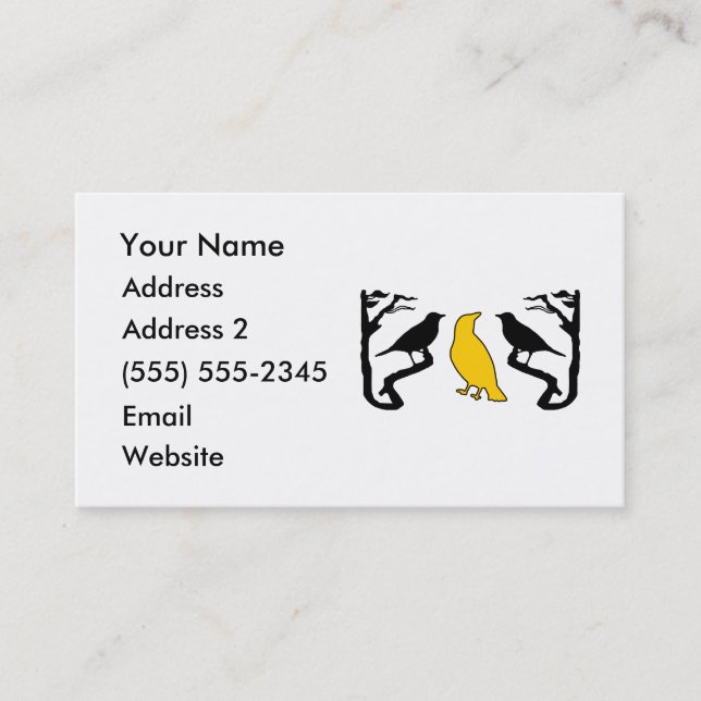 New Birds Silhouette Black Yellow Business Cards (Front)