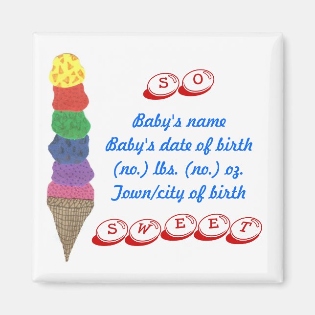 New birth announcement -- keepsake magnet (Front)
