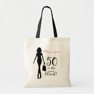 New Black 50th Birthday Gift Tote Bag