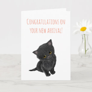 New black kitten congratulations card