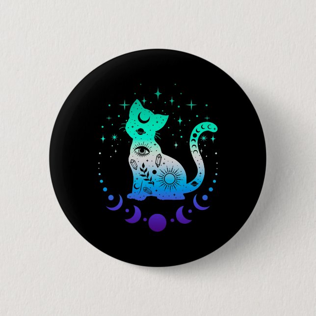 New Blue Gay Male Mlm Pride Flag, Astrology Cat  6 Cm Round Badge (Front)