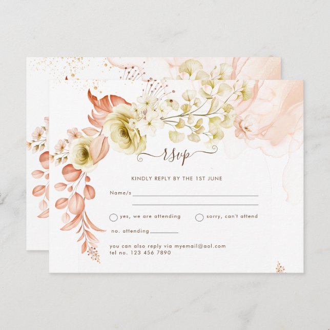 NEW! Boho Floral Wedding Save Dates Postcard (Front/Back)