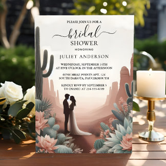 New Boho Leaf Desert Cacti Succulent Bridal Shower Invitation
