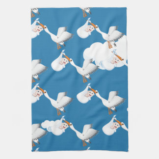 New Born Baby and Crane Bird Tea Towel