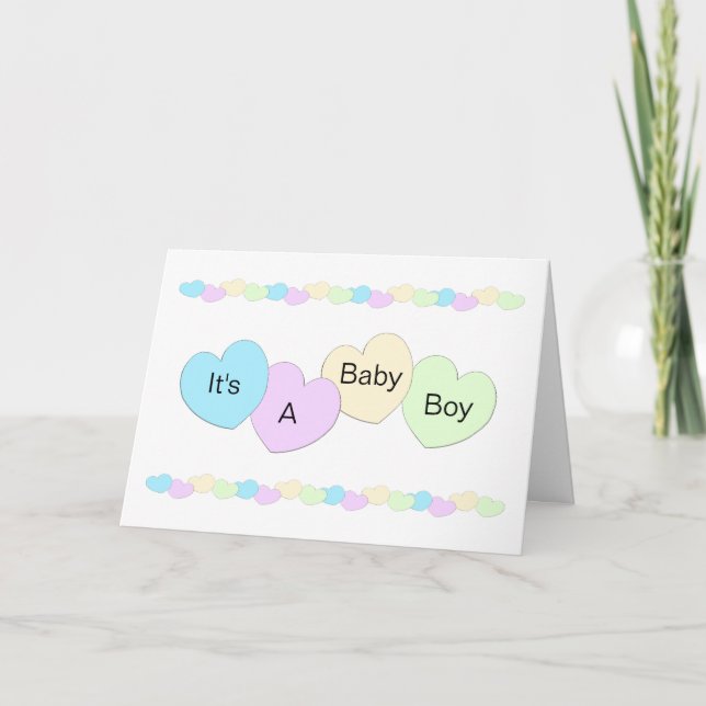 New Born Baby Boy Personalised Card (Front)