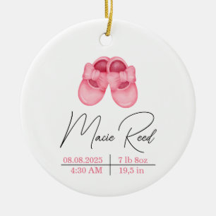 New born Baby Girl Keepsake Birth Stats Ornament