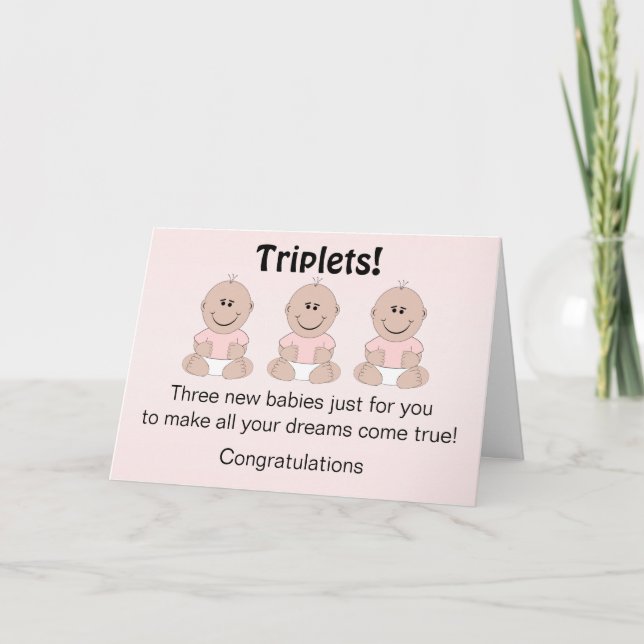 New Born Baby Girl Triplets Card (Front)